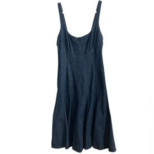 Ralph Lauren sleeveless X back denim structured fit & flare midi dress